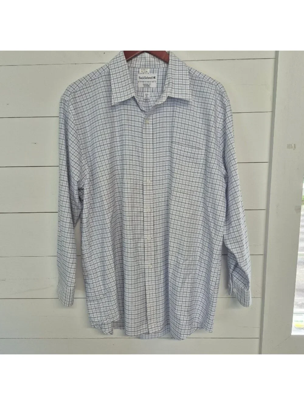 Saddlebred Men's Classic Fit Oxford Shirt 17-17.5 XL Blue Plaid Button-Down - Picture 1 of 6